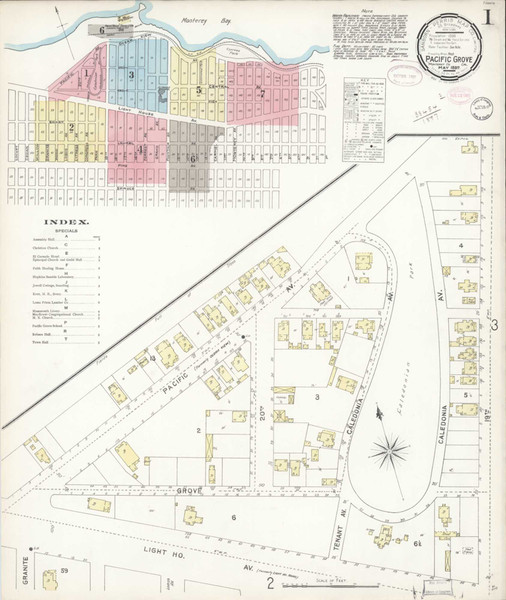 Pacific Grove California 1897 - Fire Insurance Index - Old Map Reprint