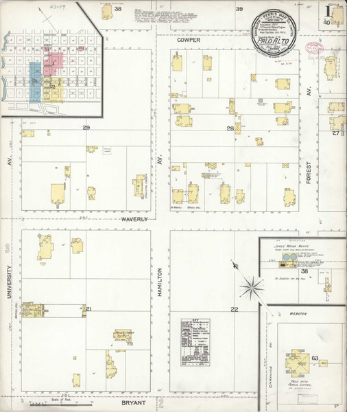 Palo Alto California 1895 - Fire Insurance Index - Old Map Reprint