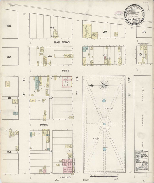 Paso Robles California 1888 - Fire Insurance Index - Old Map Reprint