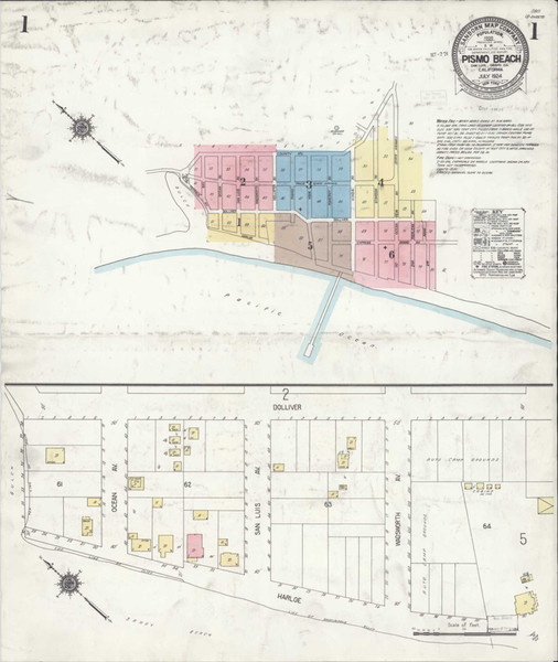 Pismo Beach California 1924 - Fire Insurance Index - Old Map Reprint Pismo Beach California 1924 - Fire Insurance Index - Old Map Reprint