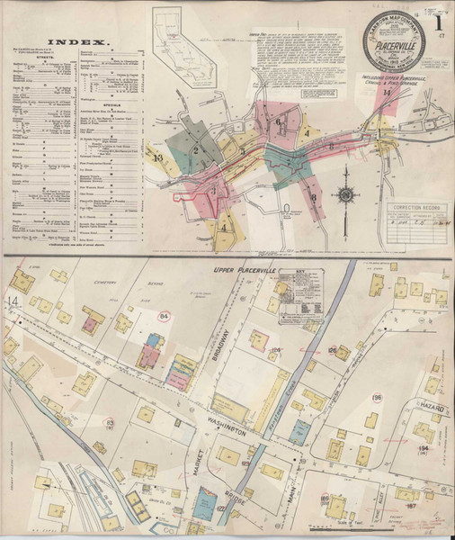 Placerville California 1940 - Fire Insurance Index - Old Map Reprint Placerville California 1940 - Fire Insurance Index - Old Map Reprint