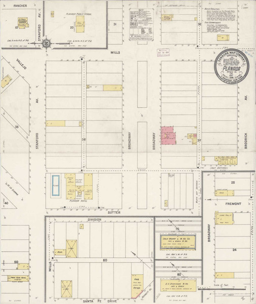 Planada California 1914 - Fire Insurance Index - Old Map Reprint