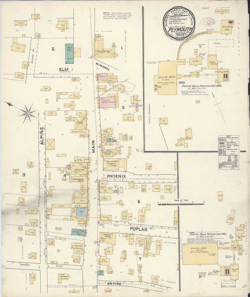 Plymouth California 1890 - Fire Insurance Index - Old Map Reprint