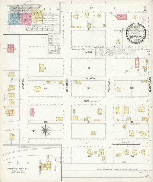 Porterville California 1896 - Fire Insurance Index - Old Map Reprint