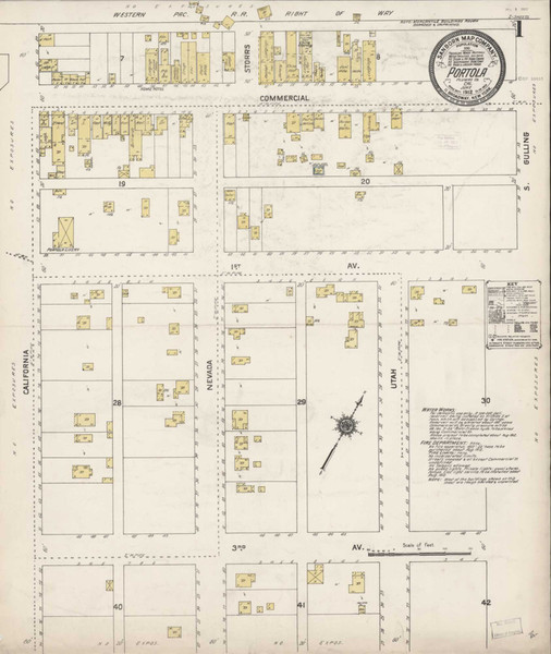 Portola California 1912 - Fire Insurance Index - Old Map Reprint