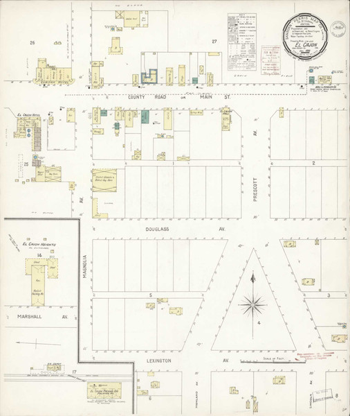 San Diego - El Cajon California 1890 - Fire Insurance Index - Old Map Reprint