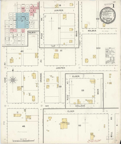 San Diego - Fallbrook California 1892 - Fire Insurance Index - Old Map Reprint