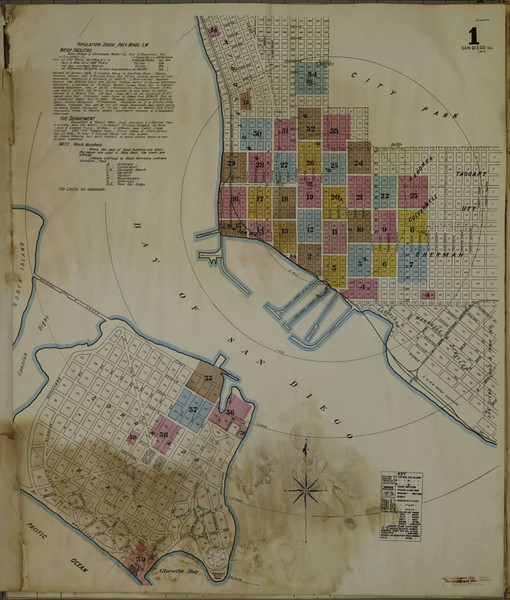 San Diego California 1888 - Fire Insurance Index - Old Map Reprint