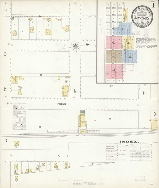 San Miguel California 1903 - Fire Insurance Index - Old Map Reprint