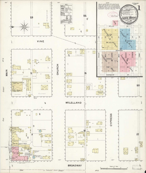 Santa Maria California 1891 - Fire Insurance Index - Old Map Reprint