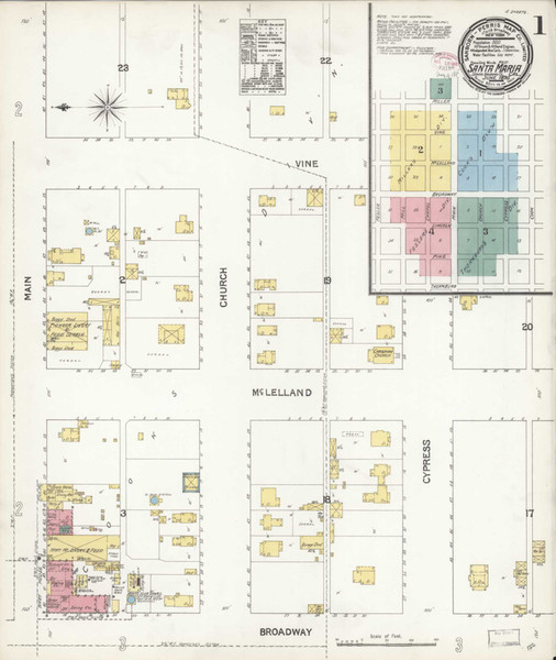 Santa Maria California 1895 - Fire Insurance Index - Old Map Reprint