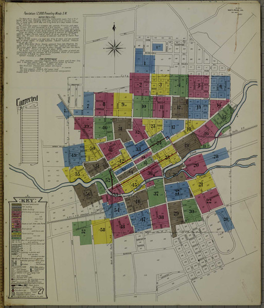 Santa Rosa California 1908 - Fire Insurance Index - Old Map Reprint