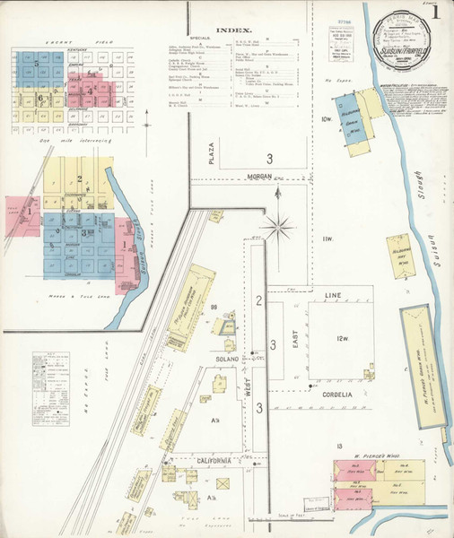 Suisun California 1900 - Fire Insurance Index - Old Map Reprint Suisun California 1900 - Fire Insurance Index - Old Map Reprint