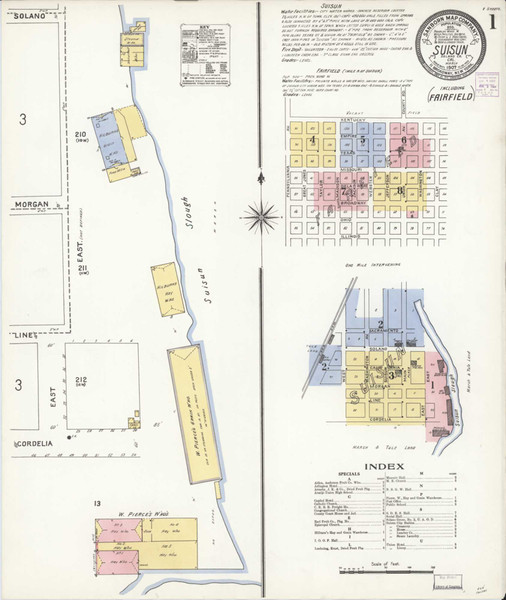 Suisun California 1907 - Fire Insurance Index - Old Map Reprint Suisun California 1907 - Fire Insurance Index - Old Map Reprint