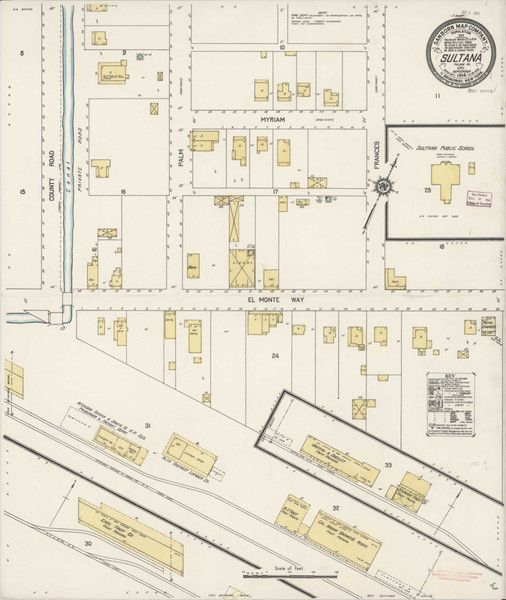 Sultana California 1914 - Fire Insurance Index - Old Map Reprint