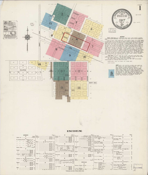 Taft California 1917 - Fire Insurance Index - Old Map Reprint