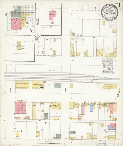 Tehachapi California 1907 - Fire Insurance Index - Old Map Reprint Tehachapi California 1907 - Fire Insurance Index - Old Map Reprint