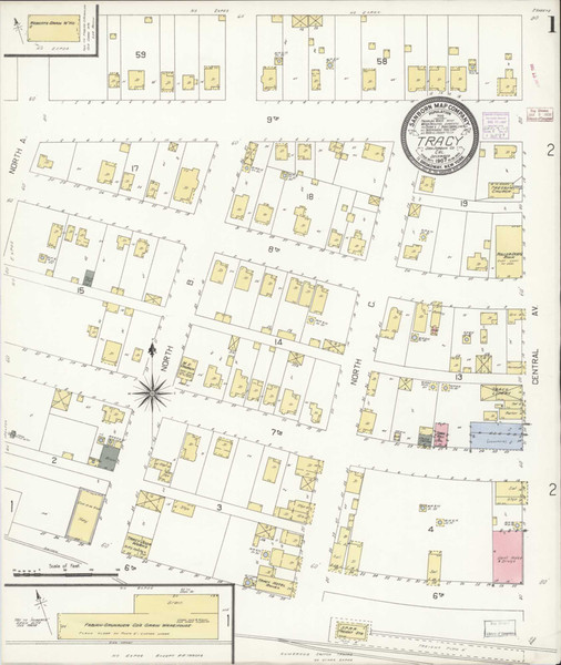 Tracy California 1907 - Fire Insurance Index - Old Map Reprint