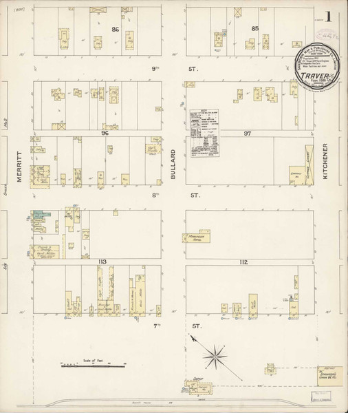 Traver California 1888 - Fire Insurance Index - Old Map Reprint