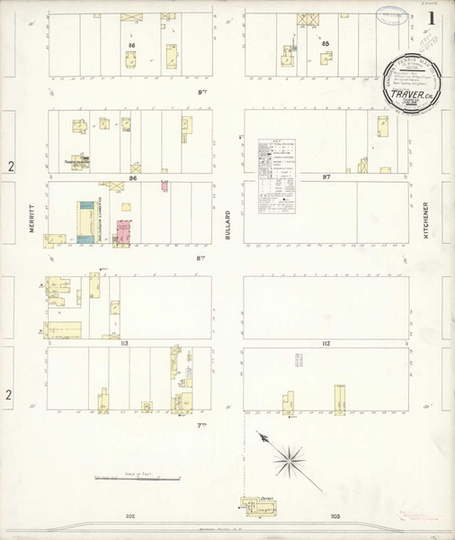 Traver California 1898 - Fire Insurance Index - Old Map Reprint