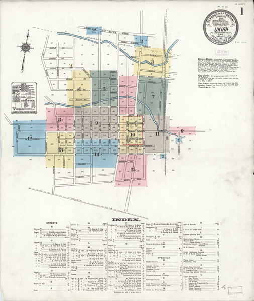 Ukiah California 1911 - Fire Insurance Index - Old Map Reprint