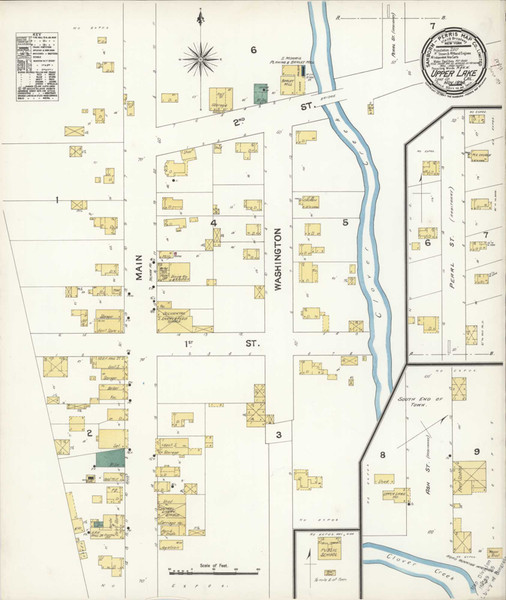 Upper Lake California 1894 - Fire Insurance Index - Old Map Reprint