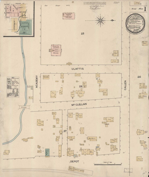 Vacaville California 1886 - Fire Insurance Index - Old Map Reprint