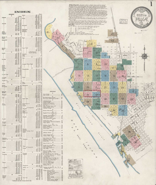 Vallejo California 1919 - Fire Insurance Index - Old Map Reprint Vallejo California 1919 - Fire Insurance Index - Old Map Reprint