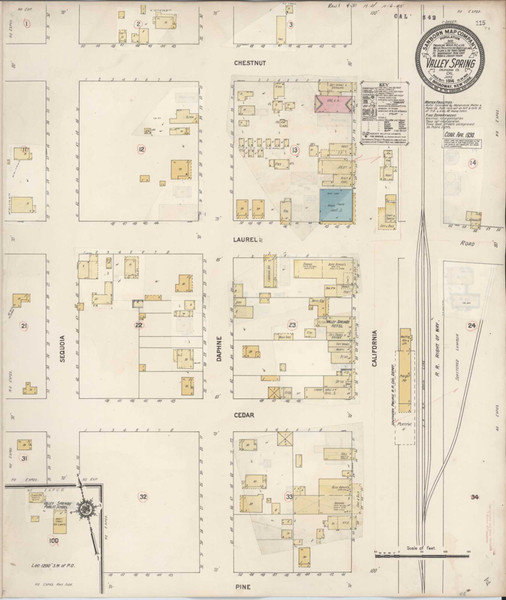 Valley Spring California 1930 - Fire Insurance Index - Old Map Reprint