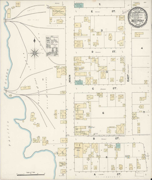 Westport California 1891 - Fire Insurance Index - Old Map Reprint