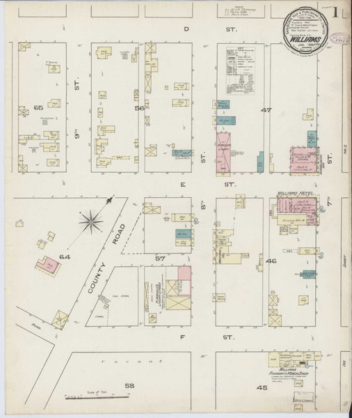 Williams California 1886 - Fire Insurance Index - Old Map Reprint