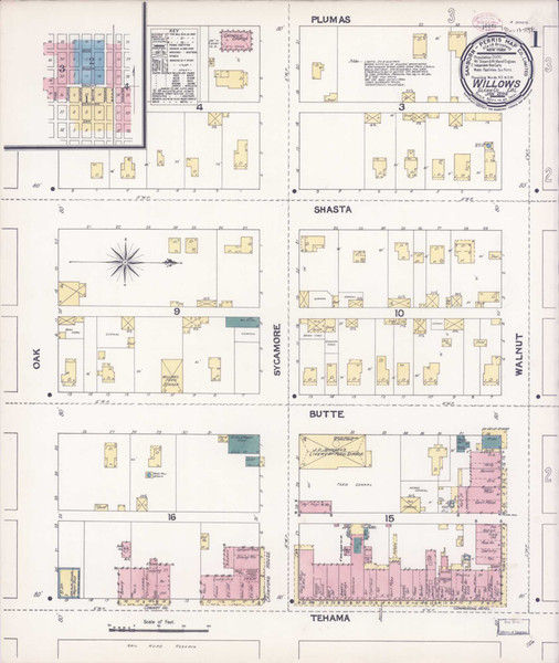 Willows California 1894 - Fire Insurance Index - Old Map Reprint