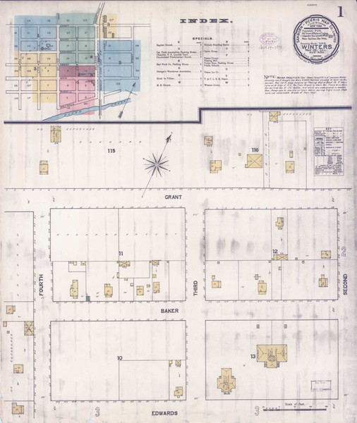 Winters California 1893 - Fire Insurance Index - Old Map Reprint