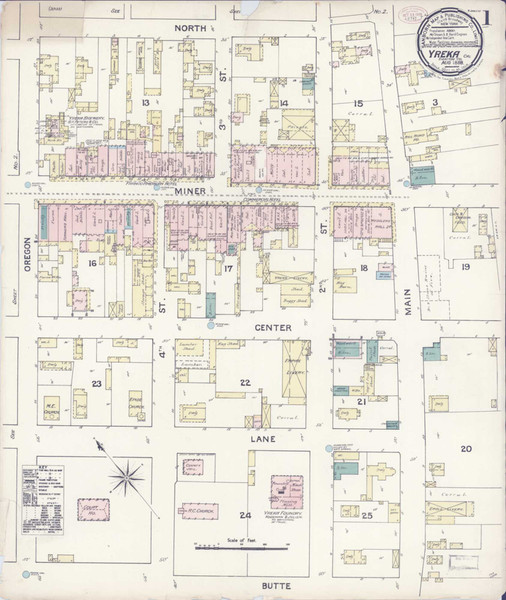 Yreka California 1888 - Fire Insurance Index - Old Map Reprint