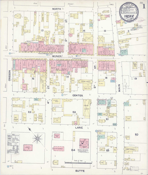 Yreka California 1890 - Fire Insurance Index - Old Map Reprint