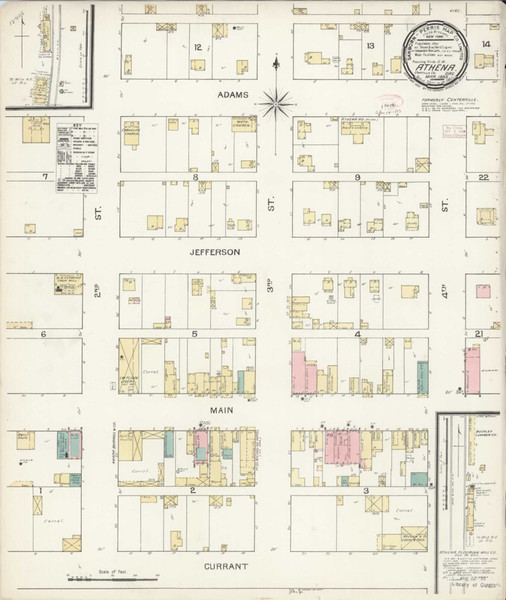 Athena Oregon 1893 - Fire Insurance Index - Old Map Reprint