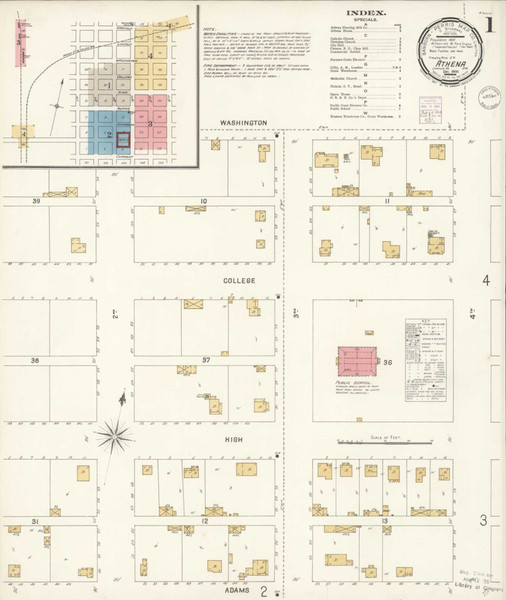 Athena Oregon 1900 - Fire Insurance Index - Old Map Reprint