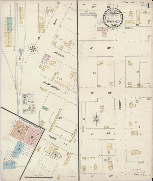 Baker Oregon 1889 - Fire Insurance Index - Old Map Reprint