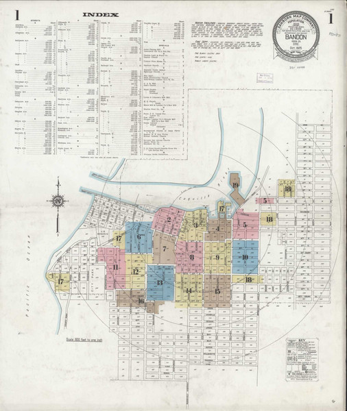 Bandon Oregon 1925 - Fire Insurance Index - Old Map Reprint