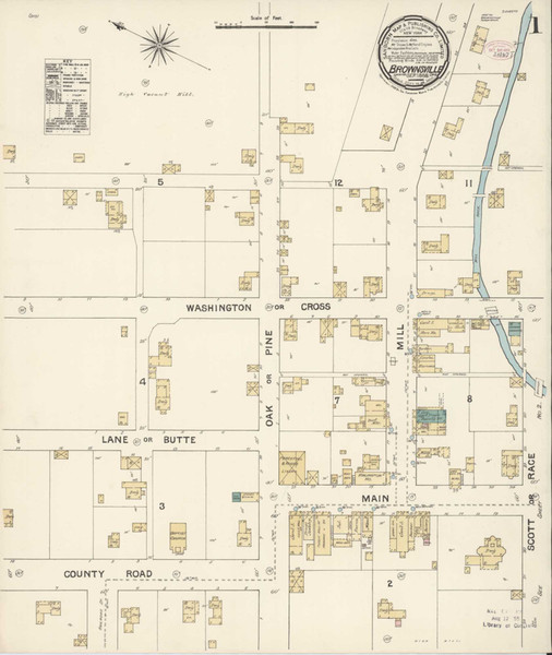 Brownsville Oregon 1888 - Fire Insurance Index - Old Map Reprint