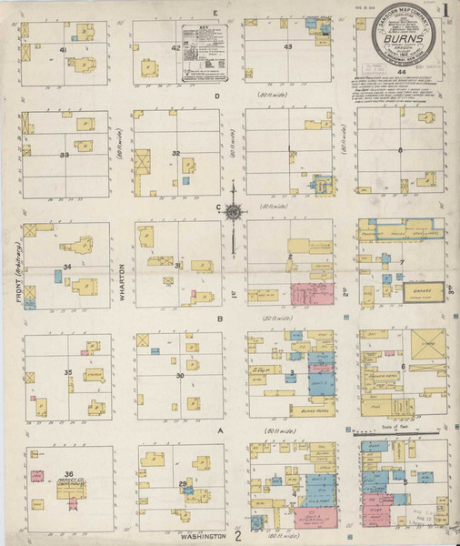 Burns Oregon 1912 - Fire Insurance Index - Old Map Reprint