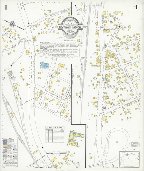 Cascade Locks Oregon 1950 - Fire Insurance Index - Old Map Reprint Cascade Locks Oregon 1950 - Fire Insurance Index - Old Map Reprint