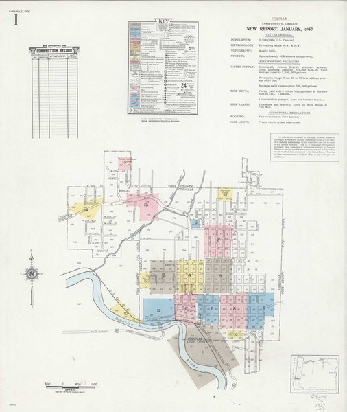 Coquille Oregon 1957 - Fire Insurance Index - Old Map Reprint