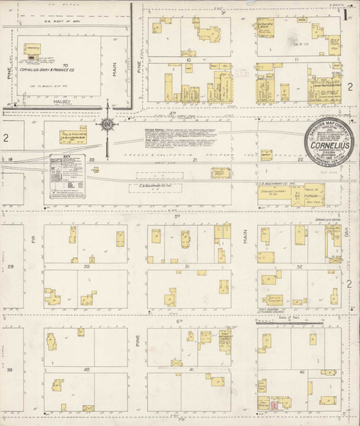 Cornelius Oregon 1912 - Fire Insurance Index - Old Map Reprint