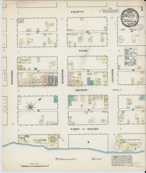 Corvallis Oregon 1884 - Fire Insurance Index - Old Map Reprint