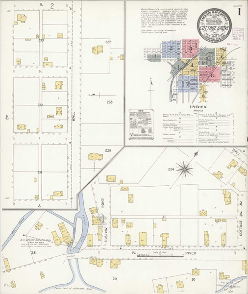 Cottage Grove Oregon 1907 - Fire Insurance Index - Old Map Reprint