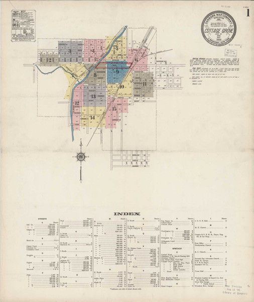 Cottage Grove Oregon 1920 - Fire Insurance Index - Old Map Reprint