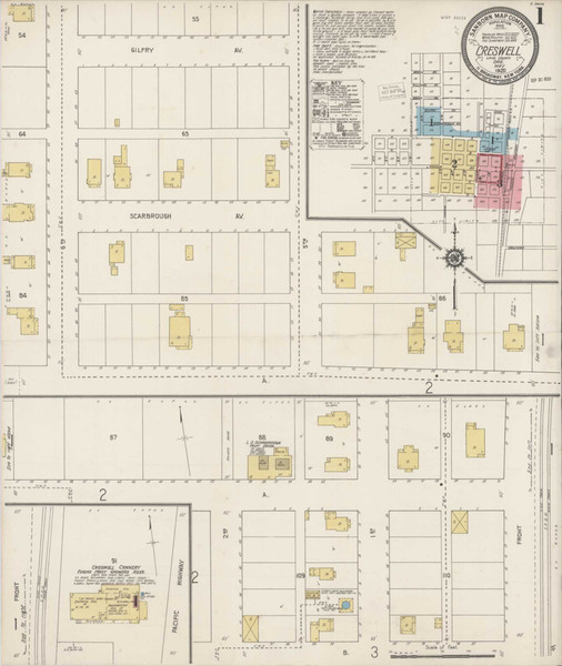 Creswell Oregon 1920 - Fire Insurance Index - Old Map Reprint