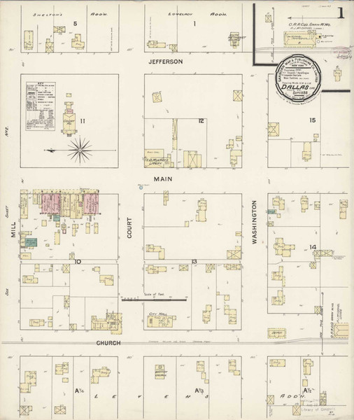Dallas Oregon 1888 - Fire Insurance Index - Old Map Reprint