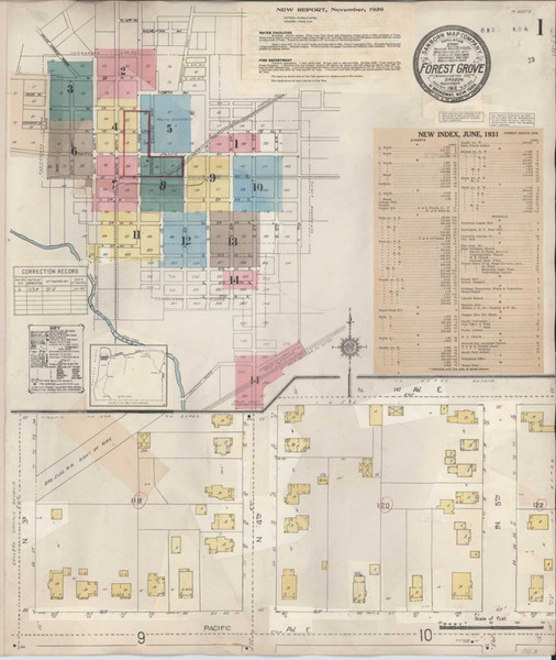 Forest Grove Oregon 1939 - Fire Insurance Index - Old Map Reprint